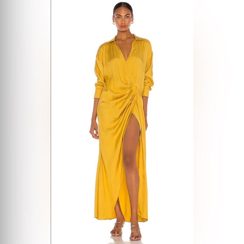 L’Academie Gigi Maxi Dress Mustard Yellow Long Sleeve Revolve Size M